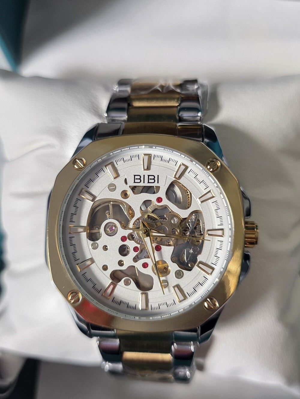 342.  BiBi Two-Tone Skeleton Watch - Gold, Silver, White